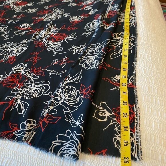 Y2K Fabric sheer black red ivory floral # 0756 - Picture 3 of 6